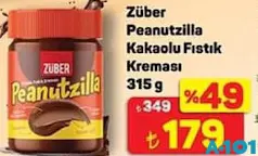 ZÜBER PEANUTZİLLA KAKAOLU FISTIK KREMASI 315 G fiyat ve kampanya bilgisi